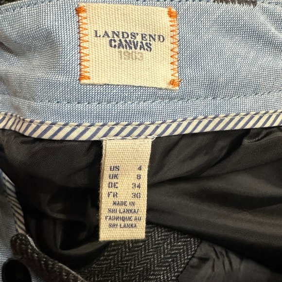 Land's End Canvas 1963 Woven Wool Short Shorts Herringbone Gray Size 4 Academia - Picture 9 of 10